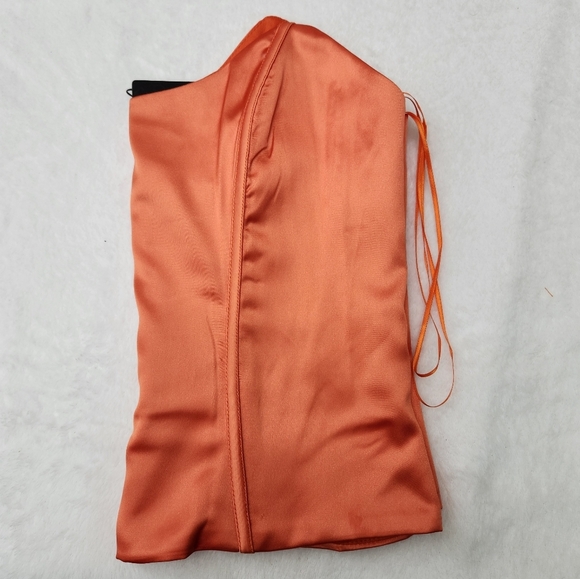 Fashion Nova Vibrant Orange Satin Corset Top - Picture 6 of 8